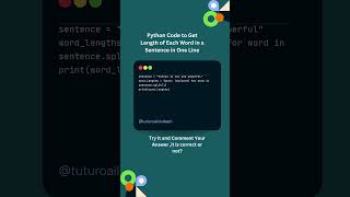 Python Trick 14 : Get Length of Each Word in a Sentence in One Line | Tutorials in Depth #shorts Guide