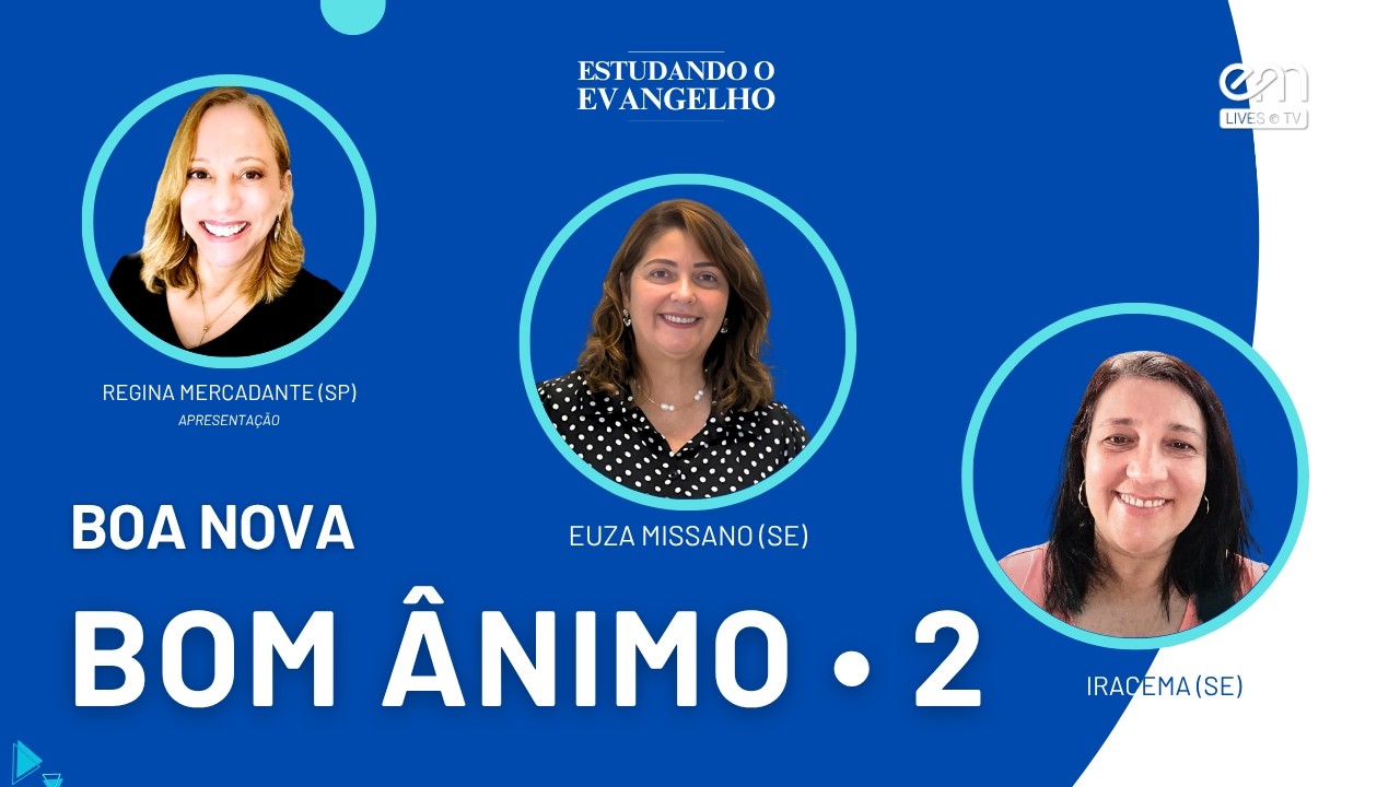 🌟 Produção Exclusiva EM Lives TV – Espiritismo e Mediunidade

➡️  Série: Estudando o Evangelho
📖 Livro: Boa Nova — Bom Ânimo, pelo Espírito Humberto de Campos e psicografia de Francisco Cândido Xavier.

🌟 "Boa Nova", lançado em 1941 por Chico Xavier (pelo espírito Humberto de Campos), é uma obra clássica espírita que narra passagens da vida de Jesus e ensinamentos aos discípulos, focando em diálogos inéditos nos Evangelhos tradicionais. Com 30 capítulos, o livro aborda temas como Maria de Magdala, o Sermão da Montanha e o cotidiano do Messias.

🌟 Exposição: Euza Missano (SE) e Iracema (SE)
🌟 Apresentação: Regina Mercadante (SP)
📅 Data: 02/07/2026 (quinta-feira)
🕒 Horário: 21h

🌟 Euza Missano é expositora espírita, integrante do NEPE Bittencourt Sampaio de Sergipe.

🌟 Iracema é expositora espírita, integrante do NEPE Bittencourt Sampaio de Sergipe.

🌟 Regina Mercadante é criadora de conteúdo digital, expositora espírita e voluntária do Instituto Espírita de Educação em São Paulo. Coordena o Projeto Espiritismo e Mediunidade, levando estudos e reflexões à luz da Doutrina Espírita.

▶️ Veja a playlist:
https://www.youtube.com/playlist?list=PL6S9KEn3CGmX2byUdW5wF6Iep1zZHxQhN

▶️ Conheça o nosso canal:
YouTube - https://www.youtube.com/espiritismoemediunidade

🔹 Produção: EM Lives TV – Espiritismo e Mediunidade
🔹 Realização: EM Digital – Espiritismo e Mediunidade

🌐 Acesse as nossas mídias sociais:

🔹 Site – https://emlives.tv
🔹 YouTube – https://www.youtube.com/espiritismoemediunidade
🔹 Facebook – https://www.facebook.com/espiritismoemediunidade
🔹 Instagram – https://www.instagram.com/espiritismo.mediunidade
🔹 TikTok – https://www.tiktok.com/@espiritismoemediunidade
🔹 Kwai – https://kwai.com/@Emlivestv
🔹 X – https://x.com/EMediunidade

#jesus #novotestamento #jesus #boanova #evangelho #emdigital #espiritismo  #estudandooevangelho #espiritismoemediunidade #allankardec #doutrinaespirita #biblia #euzamissano #reginamercadante #boanova #humbertodecampos #chicoxavier #bomanimo