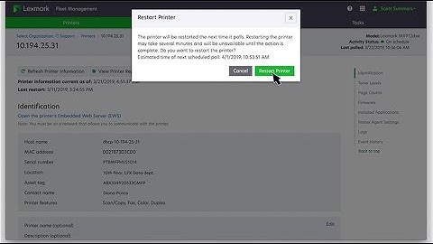 Lexmark Cloud Services—Restarting the printer remotely