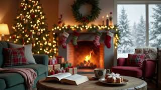 Celebrity 🎄 Super Comfy Christmas Vibe - Cozy Music, Crackling Fire & Snow Outside ❄️ | 4 Hours Wealth