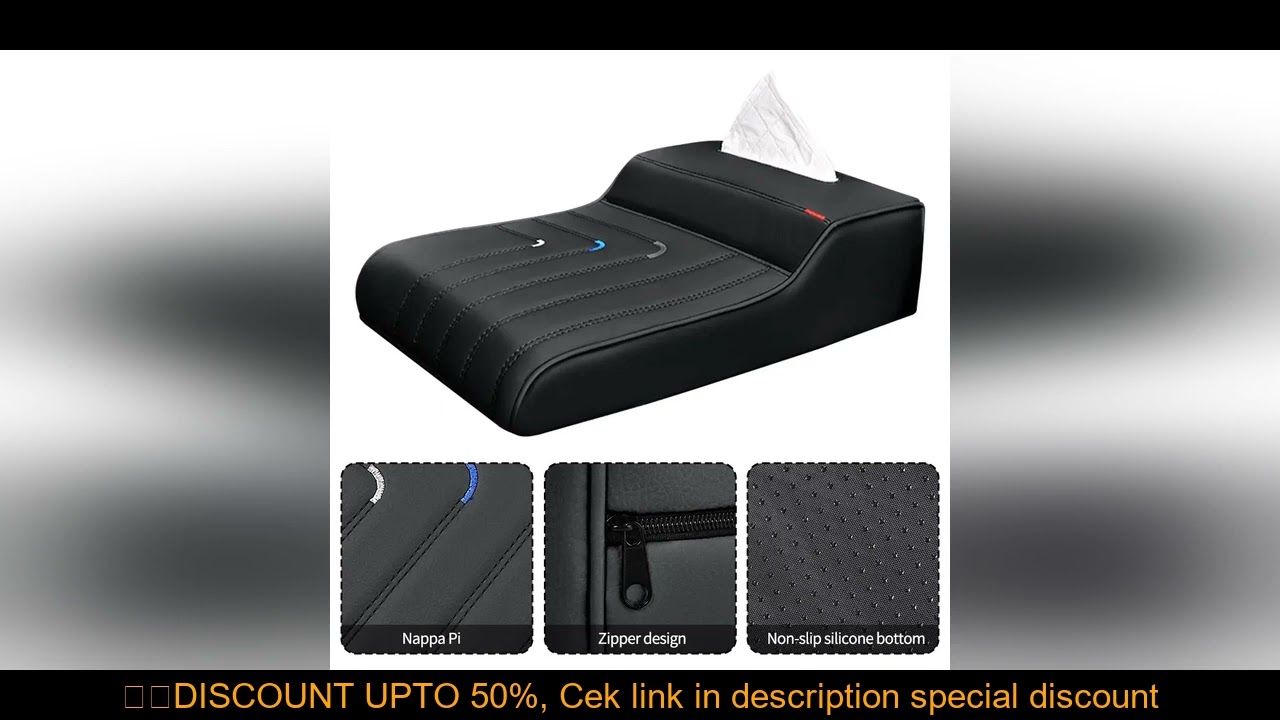 Car Armrest Cushion with Storage Premium Faux Leather Multi-Function Center Console Pad with Tissue