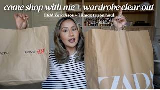 Come Shopping with me + wardrobe clear out , H&M Asos Zara Tk Maxx try on haul