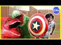 Giant Dinosaurs T-Rex Scare Ryan's Daddy in the Giant Box Fort Maze Challenge!!!