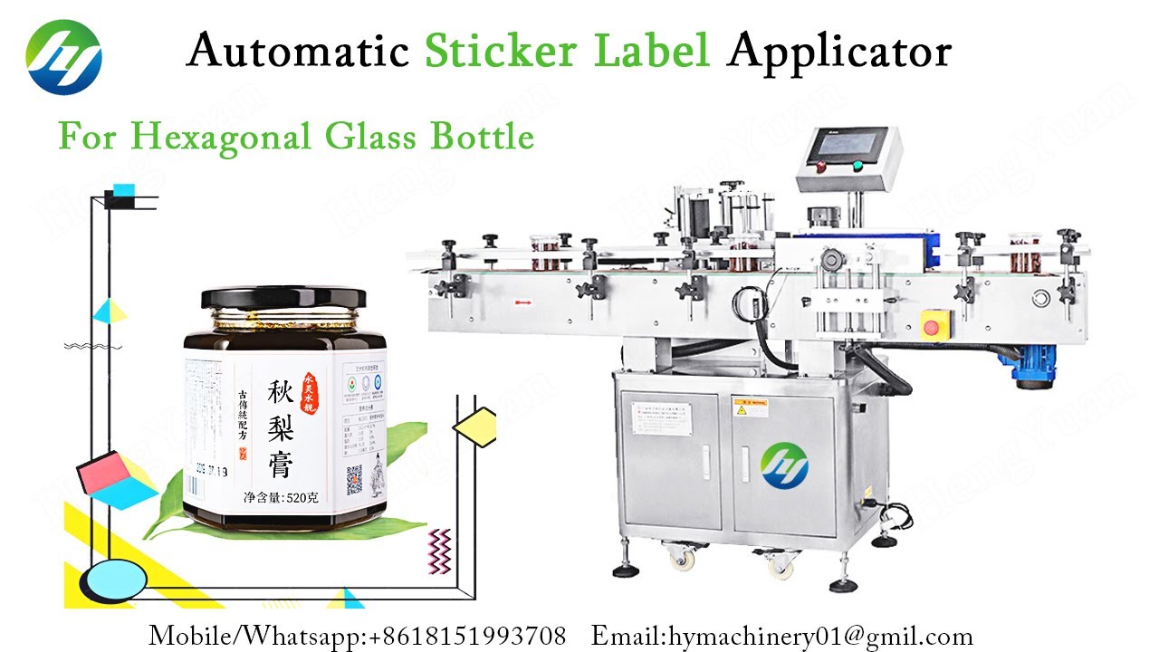 Automatic Sticker Label Applicator for hexagonal glass bottle