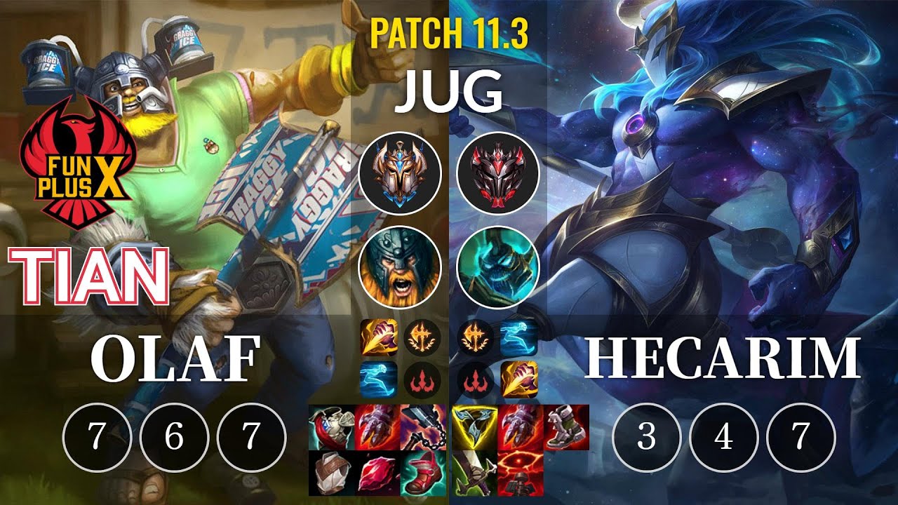 FPX Tian Olaf vs Hecarim Jungle - KR Patch 11.3