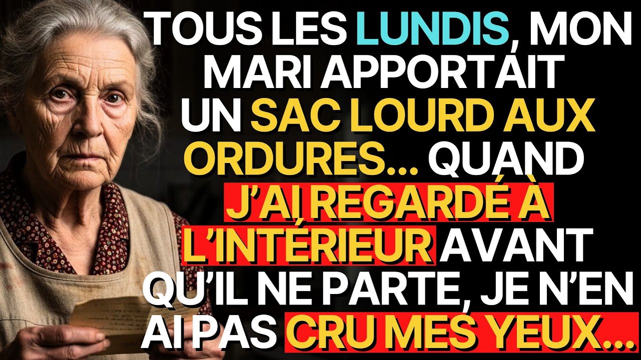 L'histoire de grand-mère👵💗: TOUS LES LUNDIS, MON MARI APPORTAIT UN SAC LOURD AUX ORDURES…