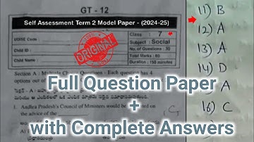 💯real 7th class social studies self assessment term 2 model paper 2025|Ap 7th sa2 social paper