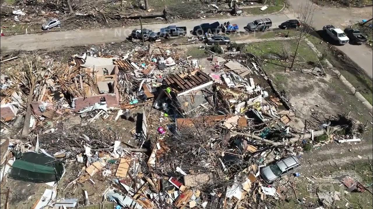 04012023 Wynne, AR Tornado Damage Drone School Destroyed Multiple