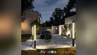 Cylinder Shaped Waterproof LED Black Modern Outdoor Column Light