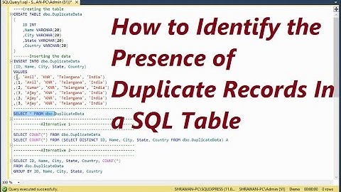 How To Identify The Duplicate Records Present In a Table In SQL Server - Part 1