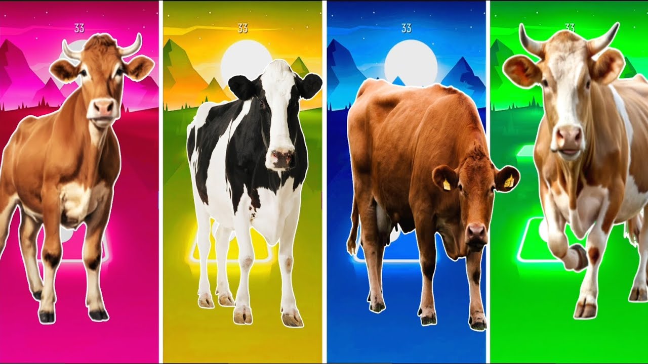 Funny Horse🐎🆚the Funny Mammoth🐘 🆚 A Funny Bull🐄 🆚 The Funny Elephant🦏Tiles Hop EDM Rush #tileshop​