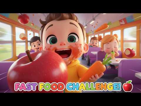 Food Speed Challenge! 🍎🥕 Wheels on the Bus | Fun Learning Songs & Dance for Kids | Little-Fun-Land