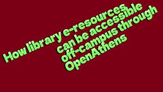 OpenAthens Demonstration