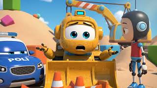 Robocar Poli Rescue Stuck In Concrete & The Falling Wall Construction Safety & Stem For Kids
