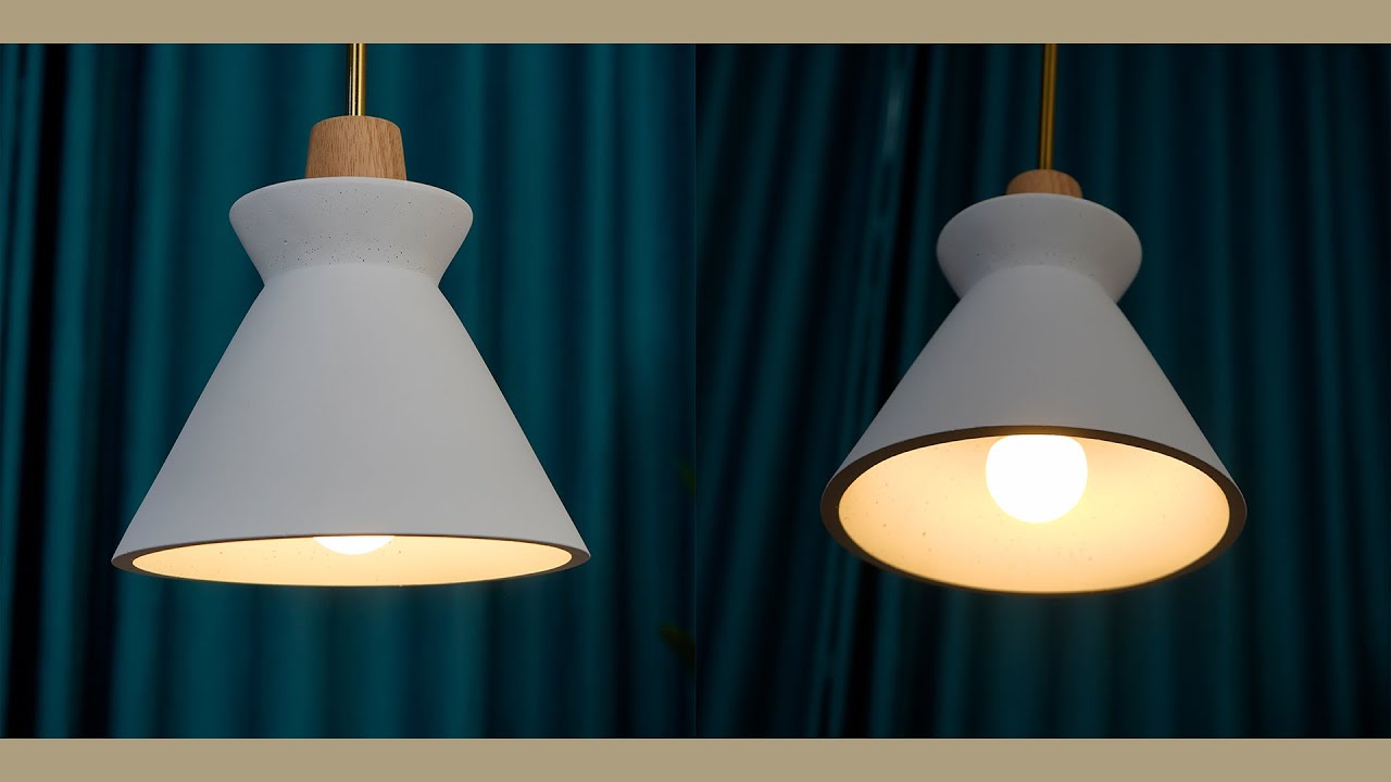 Aeyee Wood Pendant Light, Industrial Hanging Lamp with Cement Shade, 1 Light Simple Bedside