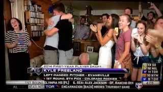 Kyle Freeland from University of Evansville selected 8th overall by Rockies. Courtesy MLB Network.