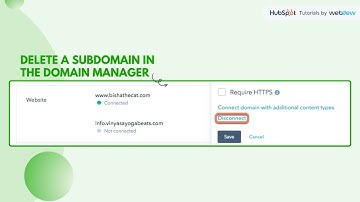 How-to delete a subdomain in the domain manager in HubSpot.
