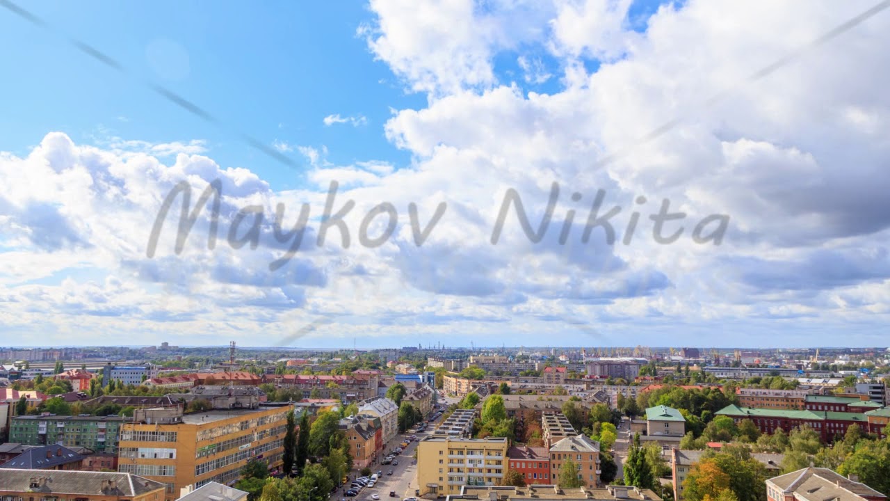 The streets of Kaliningrad, View in the direction of the port. Kaliningrad, Russia. Timelapse