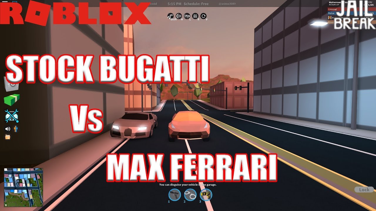 Max Ferrari Vs Stock Bugatti Vehicle Speed Test Roblox Jailbreak Youtube - alpha testing jailbreak 2 v051 testers roblox