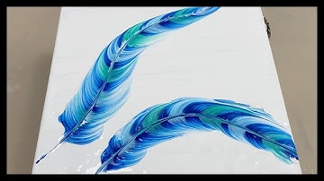 9. Easy Feather String Pull - Acrylic Pour Painting Technique / Fluid art for beginners