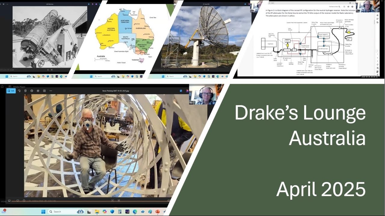 Drake's Lounge Australia Apr 2025 - 8.5m dish, noise source, calibration