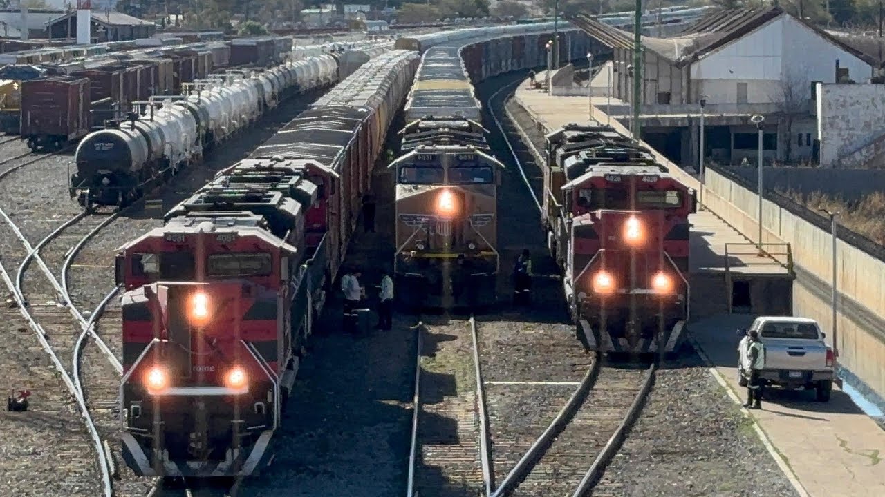 Este es el Intercambio de trenes EEUU-México en Nogales Sonora!!! Unión Pacífic y Ferromex work 