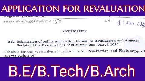 #VTU online application forms for revaluation BE/B.Tech and B.Arch and ug and pg