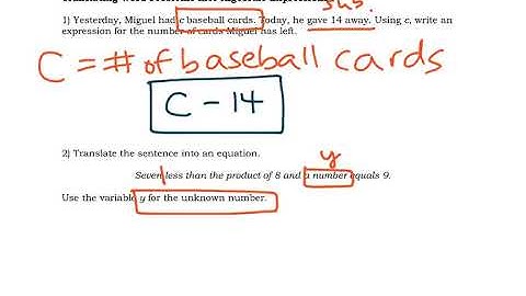 Translating Word Problems Into Algebraic Expressions