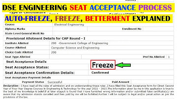 DSE Engineering Admission Process 2023-24 | Seat Acceptance Process Explained