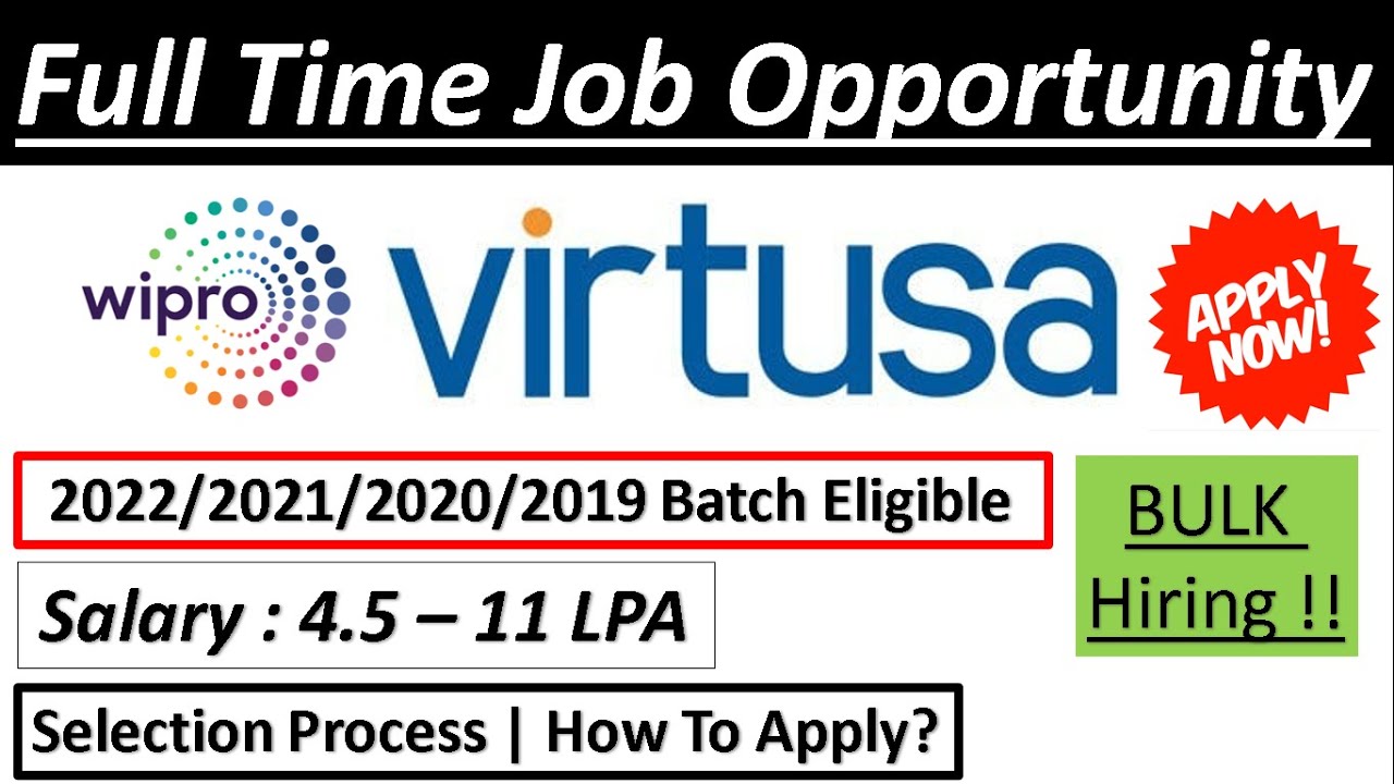 Wipro | Virtusa Off Campus Drive 2022/2021/2020/2019 | BULK Hiring 🔥🔥