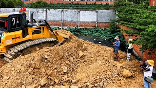 Download lagu Wow Complete Fence Powerful By Bulldozer SHANTUI DH17C3 Pushes Stones Carefully Working Done Project