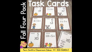 Fall Addition Subtraction Multiplication and Division Task Cards Bundle