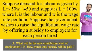 Imact of Government subsidy on Labor demand and supply function