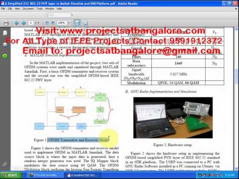 A Simplified IEEE 802 22 PHY layer in Matlab Simulink and SDR Platform | Projects at Bangalore