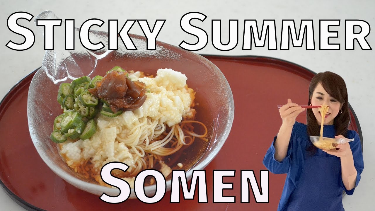 Sticky Summer Somen noodles | Nagaimo and Okura Somen Noodles (EP289) | Kitchen Princess Bamboo