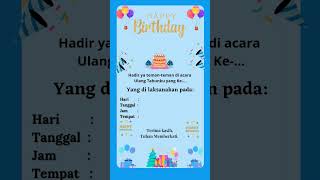 Contoh undangan Happy Birthday online, Undangan Ulang Tahun online #happybirthday #ulangtahun