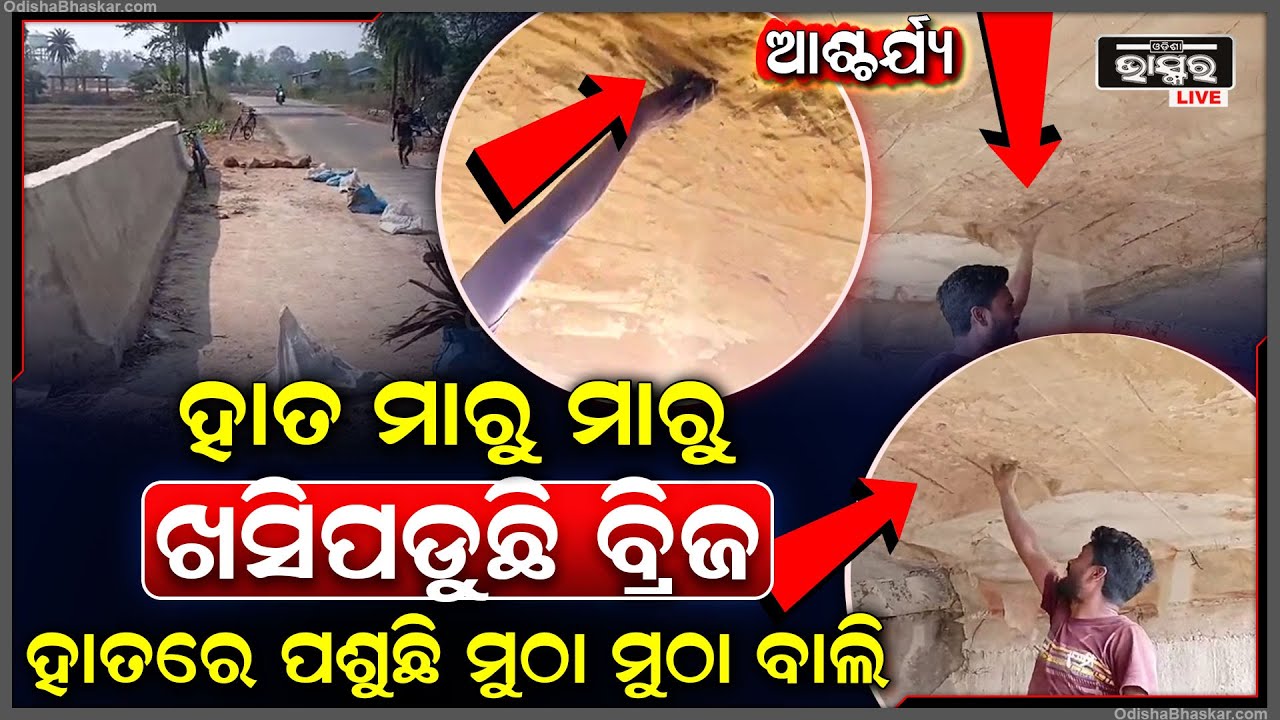 ହାତ ମାରିଲେ ଖସି ପଡୁଛି ପୋଲ , ଆଶ୍ଚର୍ଯ୍ୟ ହୋଇଗଲେ ଲୋକେ....ବ୍ରିଜ ତଳକୁ ଦୌଡି ଯାଇ ହାତ ମାରିଲେ