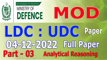 Ministry of Defence (MOD) : LDC and UDC paper 04-12-2022 : Full paper : part - 03