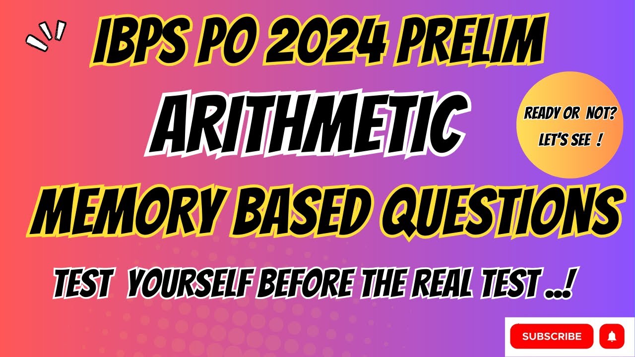 IBPS PO 2024 Arithmetic Questions asked in Exam || IBPS PO Previous ...