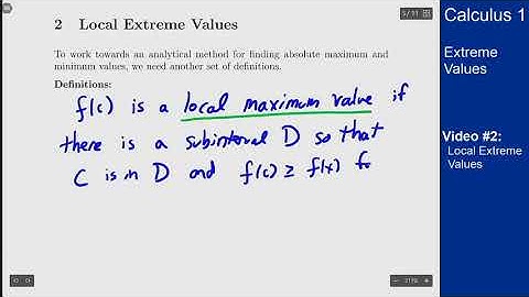 Extreme Values - Video 2 - Local Extreme Values