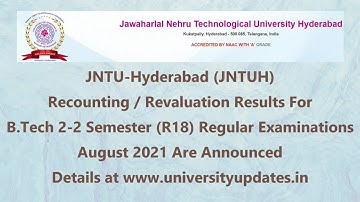JNTUH RC/RV Results For B.Tech 2-2 Semester Exams August 2021