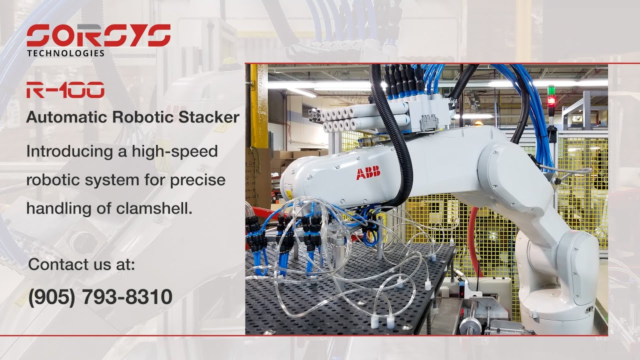 Multi functions robotic stacking/labeling solutions (R-100). - YouTube