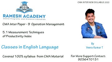 Operation Management |Measurement Techniques of Productivity Index class in English By Veera Kumar T