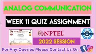 Full Analog Communication Week 11 Quiz Assignment Solution | NPTEL 2022 | SWAYAM Update