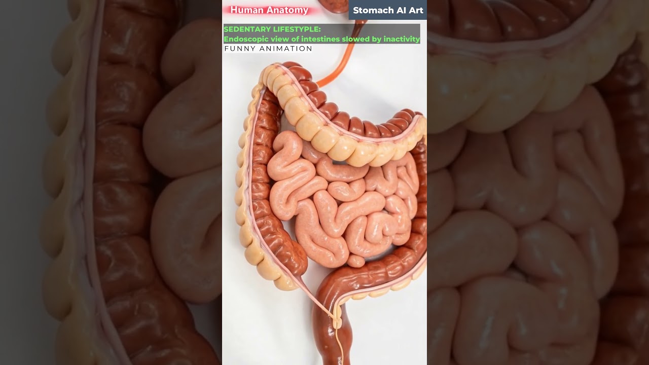 Intestines Slowed by Sitting Long Hours Animation | Gut Health | Human Anatomy | Stomach AI Art | 02