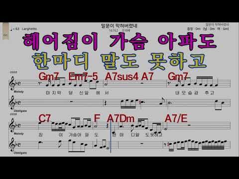 말문이막혀버렸네 조덕배 가수처럼 남 원키 Dm