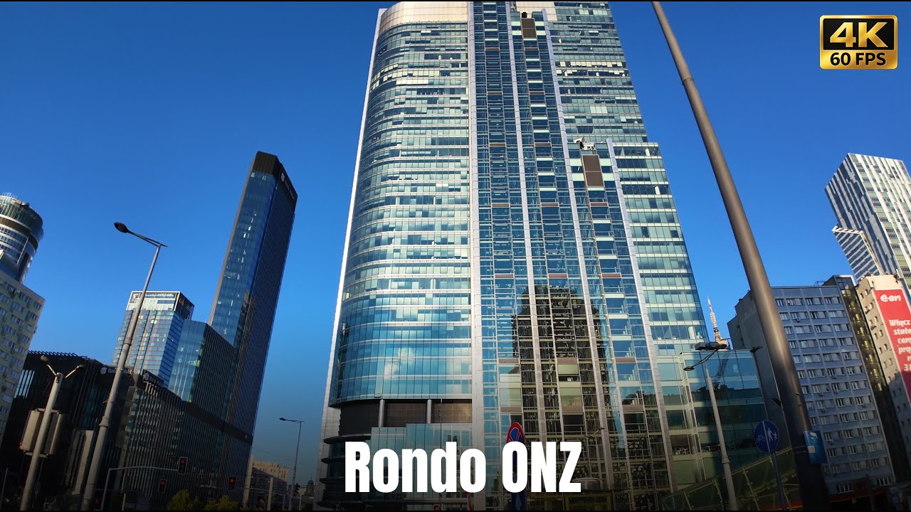 Rondo ONZ, Śródmieście, Warsaw - Skyscrapers & Business District | Silent Walking Tour [4K]