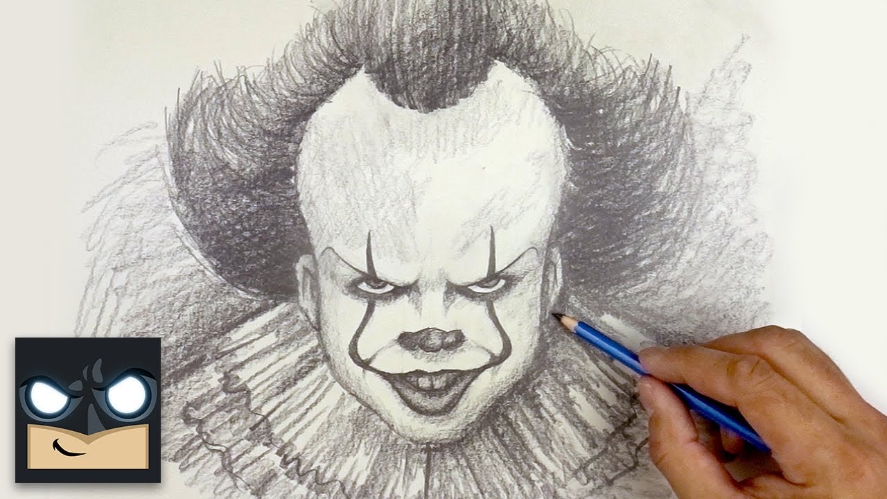 Cute Pennywise drawing sketch easy mouth big for Adult