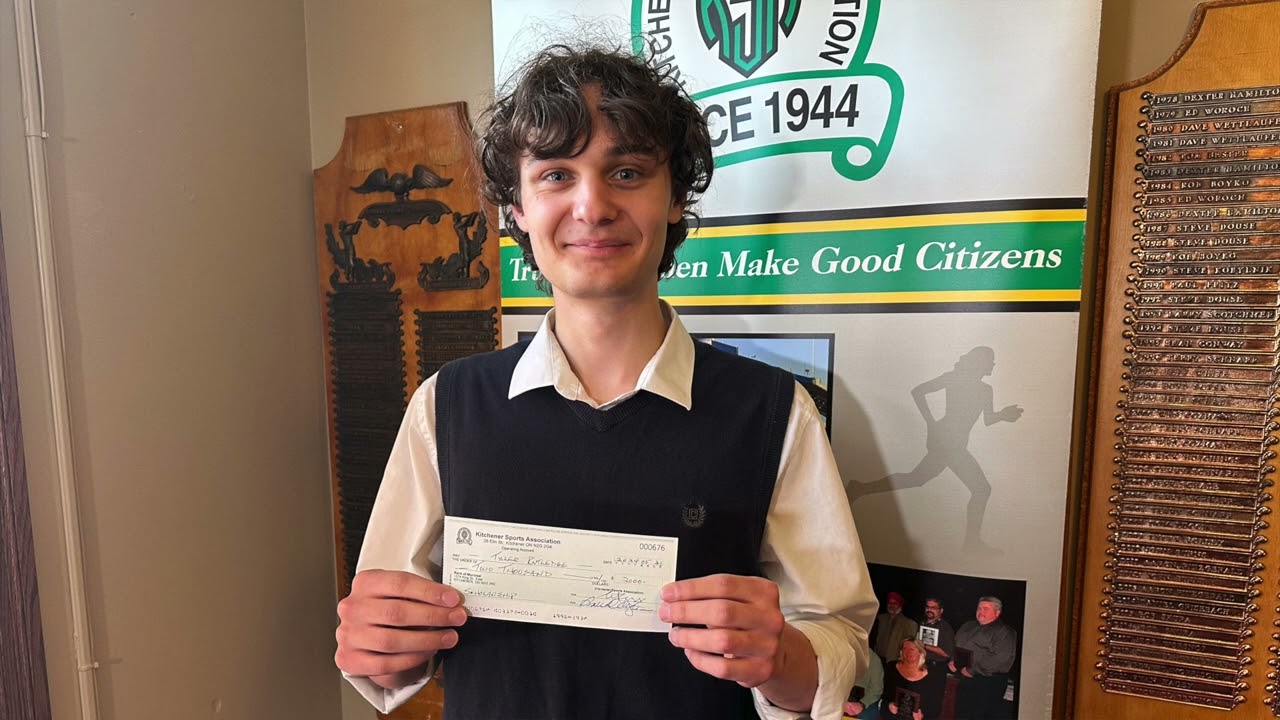 Tyler Rutledge earns a $2000 scholarship from the Kitchener Sports Association