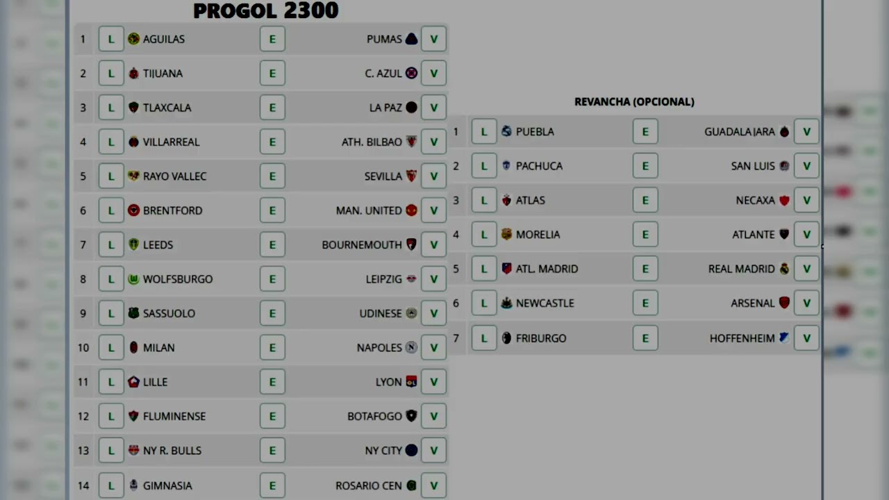 💰🔴✅💰PROGOL 2300 PLANTILLA🍀📊⚽🏆🔴